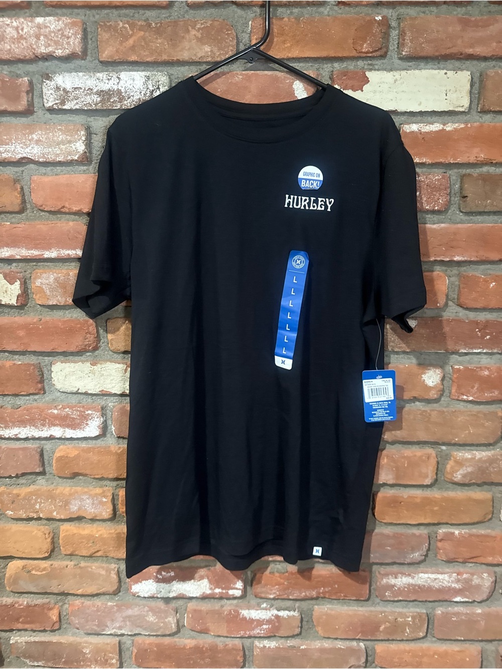 Hurley Men’s Black Crew Tee with Small White Logo